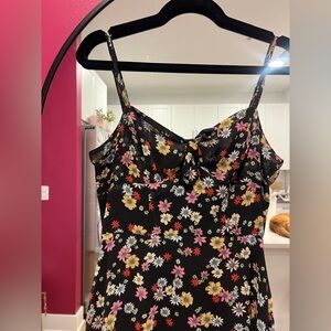 BB Dakota Long Floral Black Dress with Spaghetti Straps
